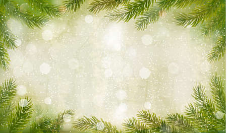 Christmas retro background with christmas tree branches. Vector. のイラスト素材