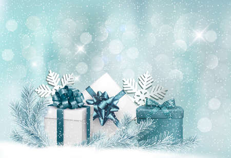 Holiday background with gift ribbon with gift box Vector のイラスト素材