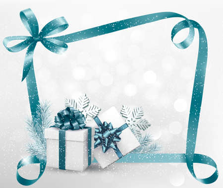 Holiday background with gift ribbon with gift box Vector のイラスト素材