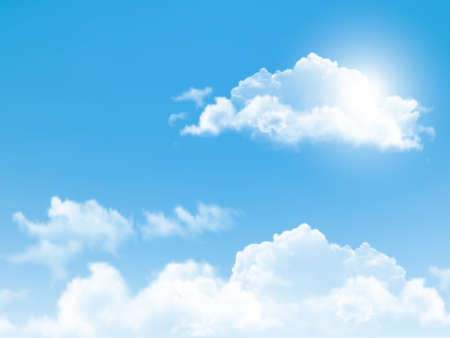 Blue sky with clouds. Vector background.