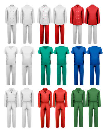 Set of overalls with worker  Design template  Vector illustrationのイラスト素材
