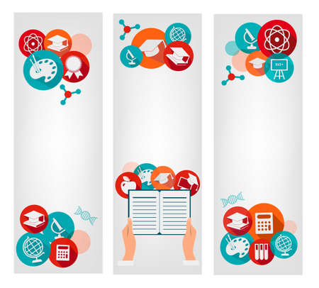 Set of education banners with icons  Vector のイラスト素材