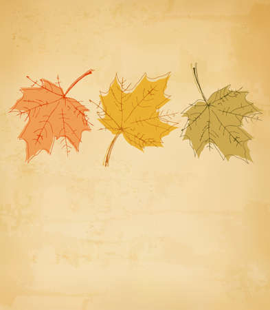 Retro autumn background with colorful leaves. Vector.のイラスト素材