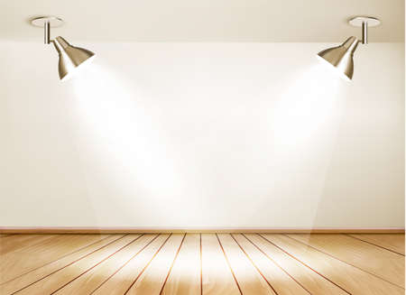 Showroom with wooden floor and two lights. Vector.のイラスト素材
