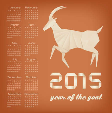 2015 year of the goat calendar. Vector.のイラスト素材
