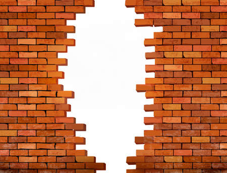 Vintage brick wall background with hole. Vectorのイラスト素材