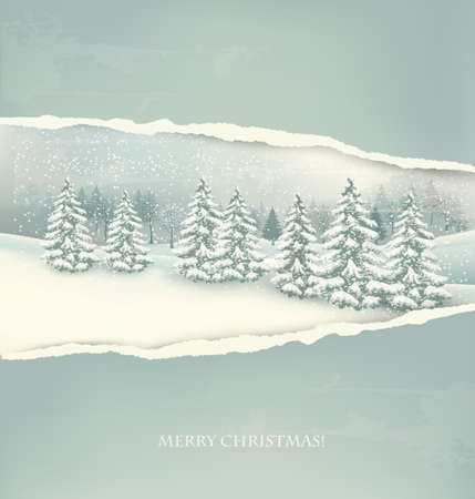 Christmas winter landscape background. Vector.のイラスト素材