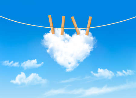 Heart shaped cloud on rope. Nature beautiful background. Vectorのイラスト素材
