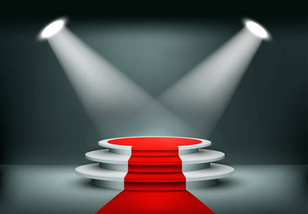 Showroom Background With A Red Carpet. Vector.のイラスト素材