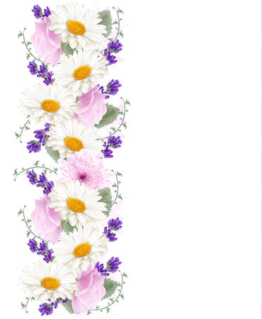 Pretty vertical flower banner. Vector.のイラスト素材