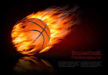 Basketball background with a flaming ball.のイラスト素材