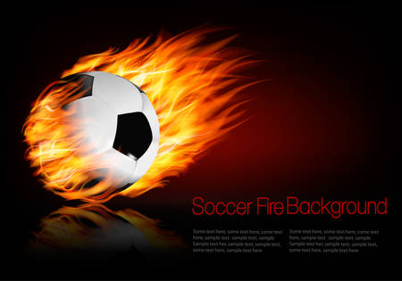 Soccer background with a flaming ball. のイラスト素材
