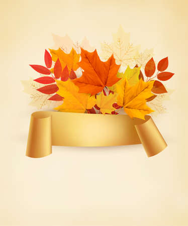 Autumn banner background with colorful leaves. Vector.のイラスト素材