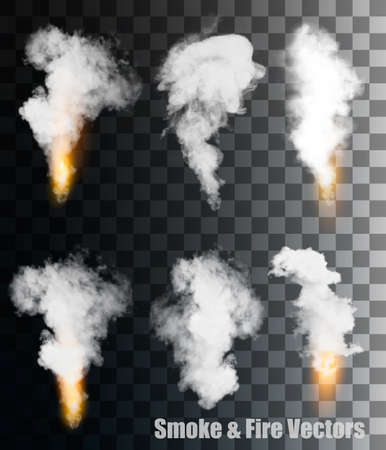 Smoke and fire vectors on transparent background.のイラスト素材