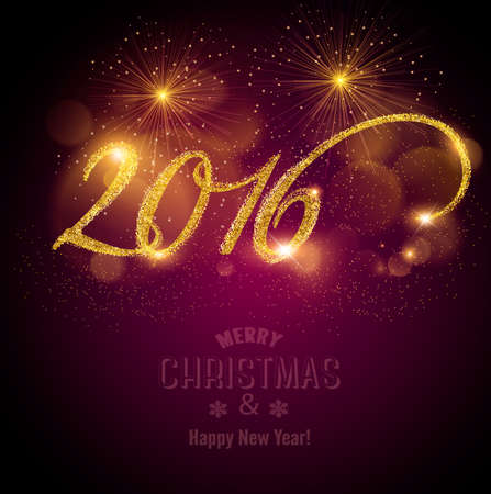 Celebration background with a beautiful gold 2016. Vector.のイラスト素材