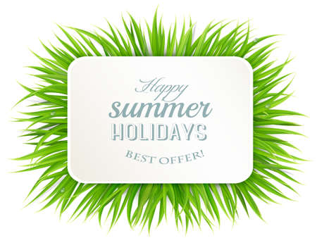 Happy summer holidays with grass.のイラスト素材