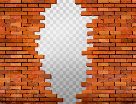 Vintage brick wall background with hole. Vectorのイラスト素材