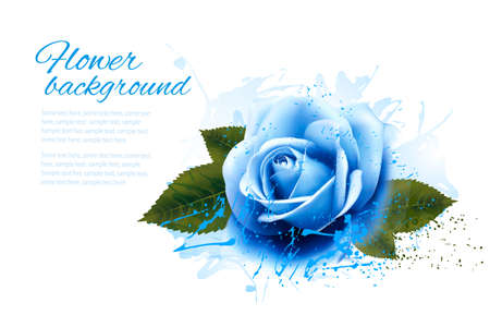 Greeting card with blue rose. Vectorのイラスト素材