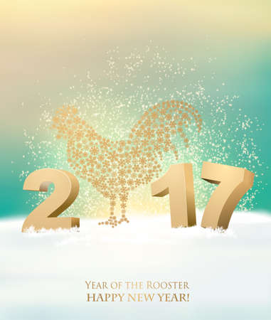 Happy New Year 2017 background with rooster. Vector.のイラスト素材