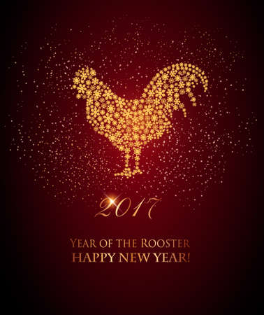 2017 New Year background with rooster symbol. Vector.のイラスト素材