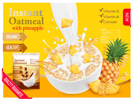 Instant oatmeal with berry advert conceptのイラスト素材