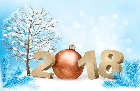 New Year with a 2018 and a gold ball.のイラスト素材