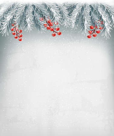 Christmas holiday poster with branches of treeのイラスト素材
