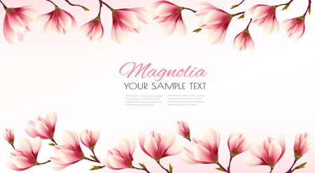 Nature spring background with beautiful magnolia branches.のイラスト素材