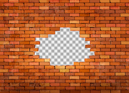 Vintage red brick wall frame on transparentのイラスト素材