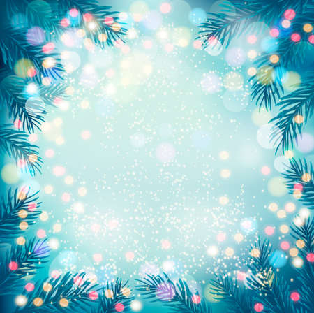 Holiday background with a christmas tree and garland. Vectorのイラスト素材