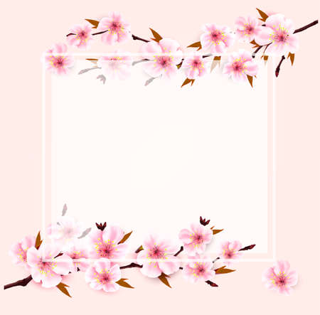 Spring nature background with Sakura japan cherry branch. Vectorのイラスト素材
