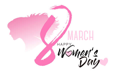 8th March illustration with women silhouette. International Women's Day.