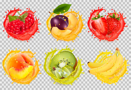 Set of fruit juice splash.のイラスト素材
