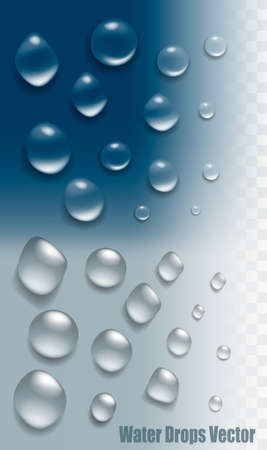 Collection with drops of water on a transparent background. Vector.のイラスト素材