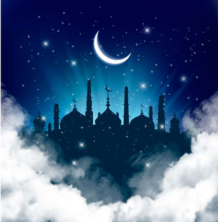 Islamic greeting Eid Mubarak card for Muslim Holidays.のイラスト素材