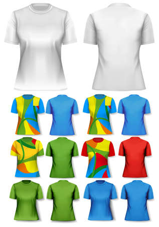 Colorful abstract women t-shirts. Design template. Vector.のイラスト素材