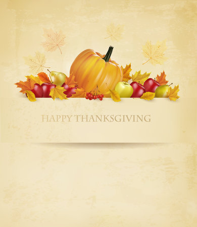 Retro Happy Thanksgiving Background. Vector.のイラスト素材
