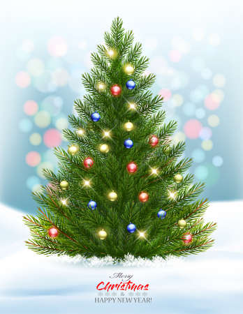 Holiday christmas background with 2022 and gift boxes and landscape with winter village. Vectorのイラスト素材