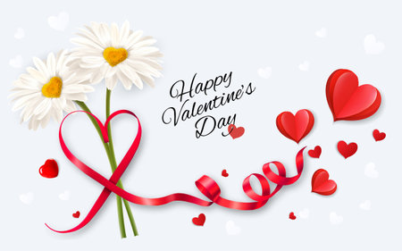 Pink Holiday Valentine's Day background. Tree with heart-shaped leaves and couple in love with a red ballons. Vectorのイラスト素材