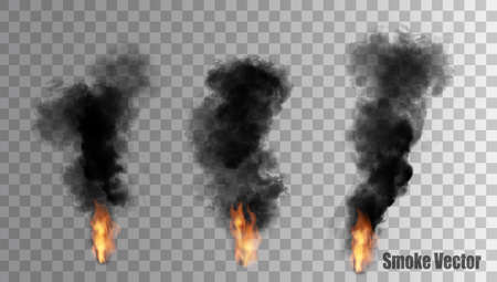 Flames with smoke vector icons. Vector.のイラスト素材