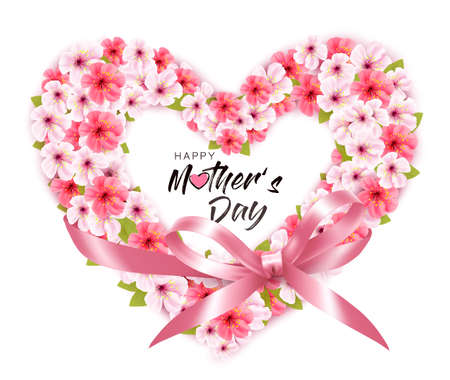 Set of beautiful gift shape heart cards with pink gift bows and ribbons. Vector illustration.のイラスト素材