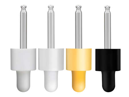 Set of droppers. Isolated closeup on white backgroundの写真素材
