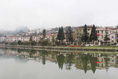 Beautiful view of of Sapa Lake and Sapa town.の写真素材