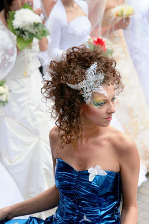 JURMALA - JUNE 13: 2nd annual wedding parade in resort city. Each year many brides from all country are participating in Bride parade - June 13, 2010 in Jurmala, Latvia.のeditorial素材