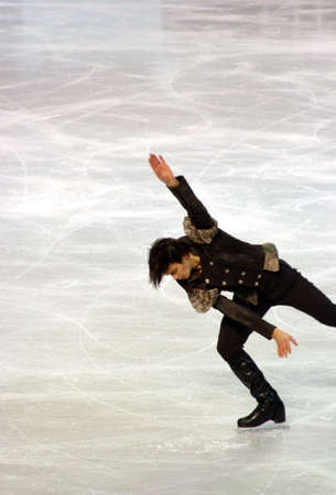 ISU European Figure Skating Championship 2010 in Tallinn, Estonia. Stephane Lambiel from Switzerland in Men's short program. Saku Suurhall arena, 20.01.2010のeditorial素材