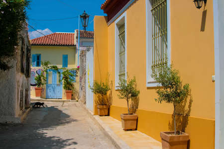 Street in old part of Athens in district Plaka, Greeceの写真素材