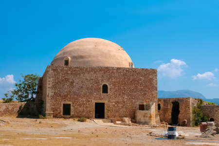 Ibrahim Han Mosque in Rethymno as part of Rethymno fortress at island of Crete, Greeceの写真素材