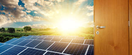 Opening the door to clean solar energyの写真素材