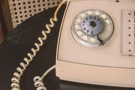 Old Beige phone retro concept imageの写真素材