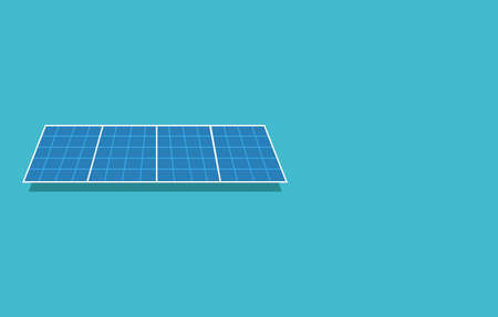 Solar Panel in flat design isolared in blue background - Solar Energy Equipment Concept Image. Space...